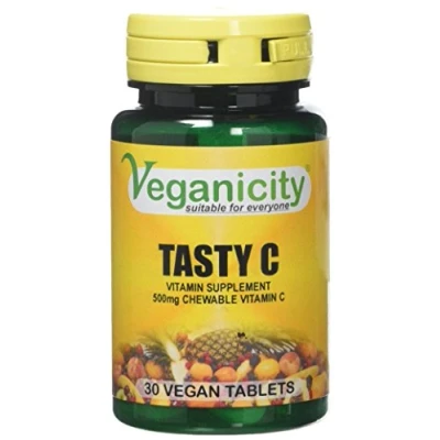 Image of Veganicity Tasty C Chewable 500mg Vitamin Supplement 2 x Packs of 30 Tablets (60 Tablets)