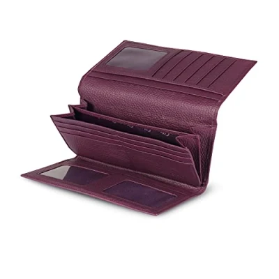 Image of Otto Angelino Genuine Leather Zippered Envelope Wallet with Phone Compatible Slots RFID Blocking Unisex