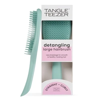 Image of Tangle Teezer The Large Ultimate Detangler Hairbrush Perfect for Long, Thick, Curly &amp; Textured Hair Two Tiered Teeth Gentle Detangling Reduces Breakage Ergonomic Handle Marine Teal