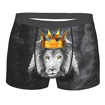 Image of 501 Lion With Crown Men&#039;S Boxer Briefs Fitted Boxers Shorts Stretchy Athletic Underwear Premium Sports S