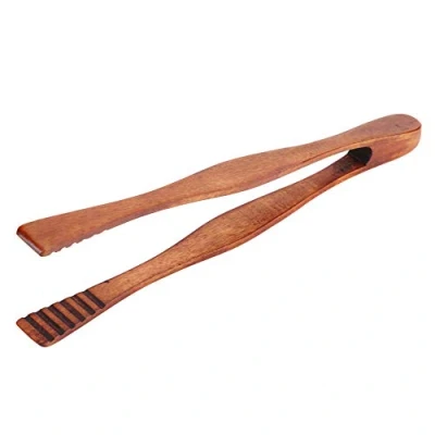 Image of Wooden Barbecue Tongs BBQ Clip Buffet Food Bread Steak Kitchen Clamp Serving Tool