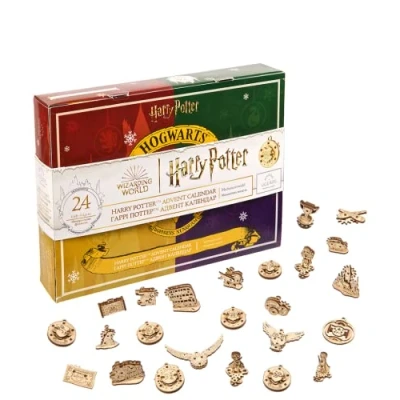 Image of UGEARS Harry Potter Advent Calendar 2024 Christmas Countdown Fidget with 24 Wooden Models to Build for Adults Tree Decorations