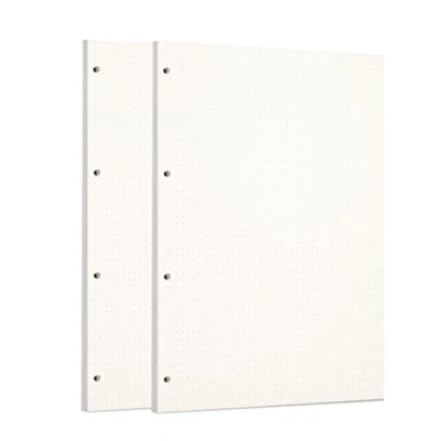 Image of Zelten 2 Pack A4 90 Sheets/180 Pages Dotted Loose Leaf Punched Paper Refills for 4 Hole Binder Personal Organizer Diary Notebook Refillable Planner