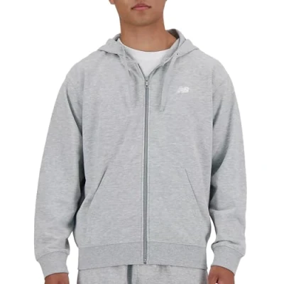 Image of New Balance Sport Essentials Small LOGO FULL ZIP Hoodie Zipup sweatshirt, Men&#039;s, Size: Medium, Athletic grey