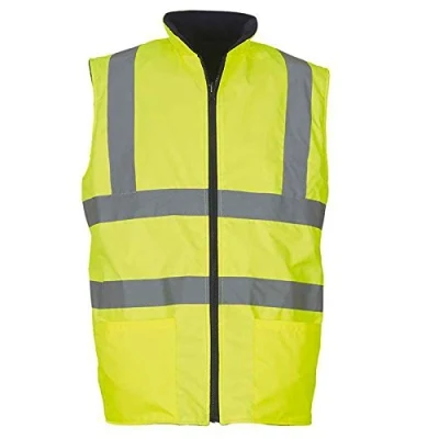 Image of Yoko Men&#039;s Hi vis Reversible Fleece Bodywarmer (HV008F) Lightweight Waterproof PU Coated Polyester Fabric (XX Large, Yellow)