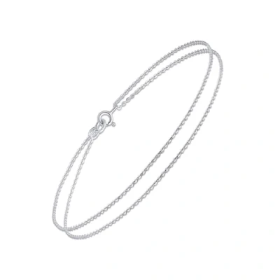 Image of Amberta Italian Sterling Silver Anklet for Women 925 Adjustable Ankle Bracelets Beaded Heart Summer Jewellery: Chain Multilayer
