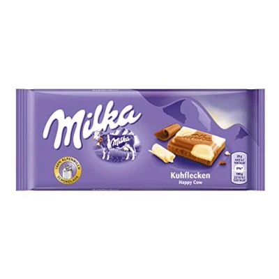 Image of Milka Happy Cows Milk and White Chocolate Bar, 100g