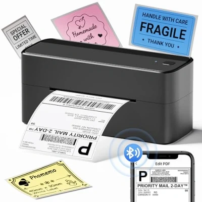 Image of Phomemo 241BT Thermal Printer, Shipping Label Printer 4X6, Postage Supports Bluetooth, Compatible with Royal Mail, Hermes, Etsy, Shopify, eBay, Amazon, FedEx, UPS, Black