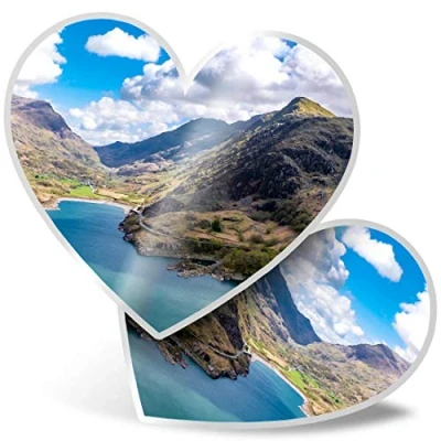 Image of 2 x Heart Stickers 7.5 cm Snowdonia National Park Wales UK Travel Laptop Tablet Luggage Scrapbook #24222