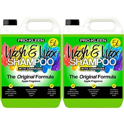 Image of 10L of Pro Kleen Wash &amp; Wax Car Shampoo With Added Carnauba pH Neutral Apple Fragrance