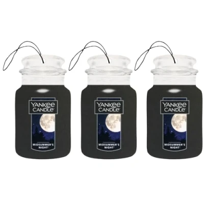 Image of Yankee Candle Car Jar Scented Air Freshener ,Midsummer’s Night ,3 Count, Dark Brown