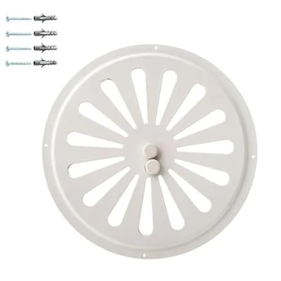 Image of Adjusted Circular Metal Air Vent Grate in White Ø17.5 cm / 7 inches, Round Ventilation Grille Made from Galvanized Steel Coloured Powder Coating RAL9016, Open Close Grid