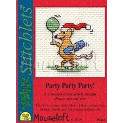 Image of Mouseloft Cross Stitch Kit, Stitchlets Christmas Card Collection Party Party!