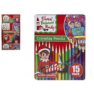 Image of Pack Of 15 Elves Behaving Badly Colouring Pencils Christmas Stocking Fillers