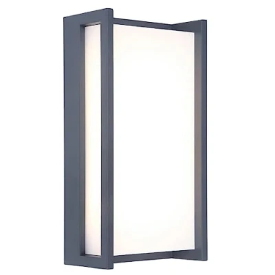 Image of Britalia LED Anthracite Dark Grey Outdoor Modern Rectangular Flush Wall Light IP54 Rated 22cm Height 1100 Lumen 3000k Warm White Garden Patio Driveway UK Approved Aluminium