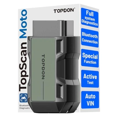 Image of TOPDON TOPSCAN MOTO Motorcycle OBD2 Scanner Diagnostic Tool is A Bluetooth Wireless for BMW, Ducati, and Harley Davidson. It Comprehensive Code Reader with