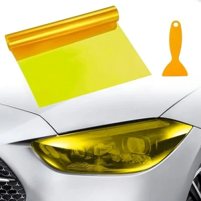 Image of VBGURR Car Headlight Tint, Tint for Waterproof Film Rear Light 30 X 120cm (Yellow)