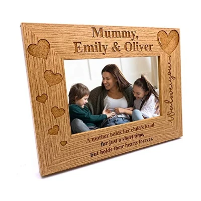 Image of ukgiftstoreonline Personalised We Love Mummy Photo Frame Oak wood finish (4 x 6 Inch)
