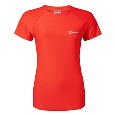 Image of Berghaus Women&#039;s 24/7 Short Sleeve Crew Tech Baselayer T Shirt, Orange, 16