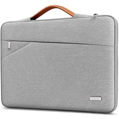Image of TECOOL 15.6 Inch Laptop Sleeve Case with Handle, Computer Bag for 15 Lenovo ThinkPad IdeaPad Acer ASUS Dell HP Notebook Chromebook Shockproof Waterproof Protective Case, Grey