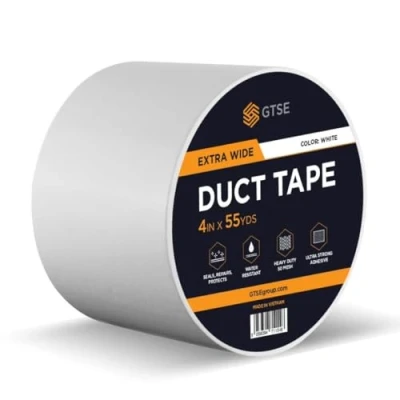 Image of GTSE Wide White Duct Tape, 100mm x 50m, 4 Waterproof Strong Adhesive Gaffer Tape for Patching, Sealing, Securing Cables and Labelling, Heavy Duty One Roll