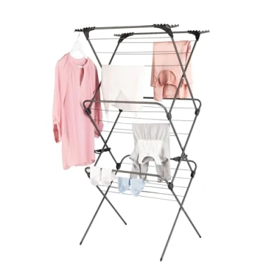 Image of Minky Premium Sure Grip 3 Tier Airer, Stainless Steel, Gunmetal, Standard Size