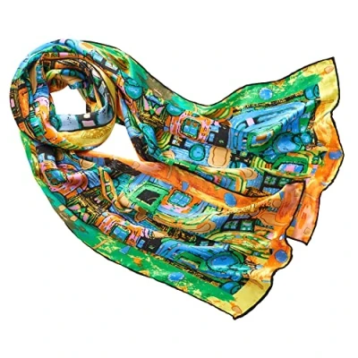 Image of Prettystern Women 63 Inch long Gustav Klimt art nouveau painting Scarf Fregio_Stoclet (multi colour) P896