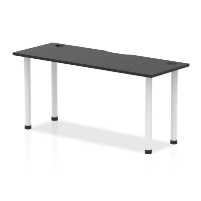 Image of Impulse Black 1600 x 600mm Straight Table CP White Leg