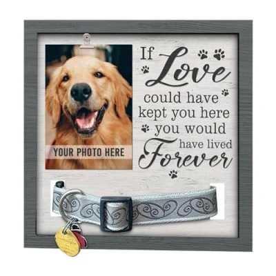 Image of MDHQ Pet Memorial Photo Frame Wooden Pictures With Collar Clip Souvenir Sign Gift For Loss Of Dog Cats