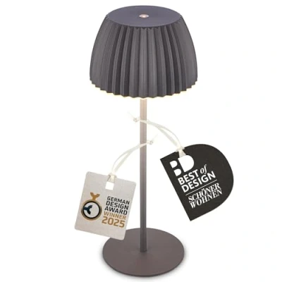 Image of Briloner Brilo unplugged Riffle LED battery table lamp, anthracite