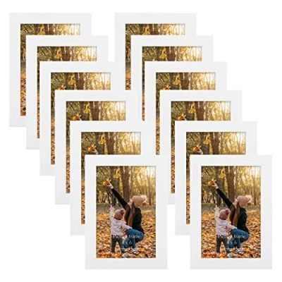 Image of EXYGLO White 6x4 Photo Frames Set of 12, Multiple Picture with PS Surface, 4x6 Frame for Wall &amp; Tabletop Display