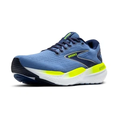 Image of Brooks Men&#039;s Glycerin 21 Sneaker, Blue Peacoat Lemon, 9.5 UK