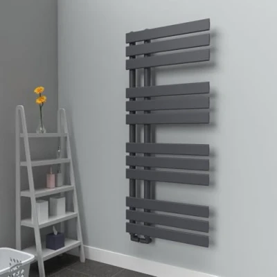 Image of Lux Heat Anthracite Grey Open Flat Designer Towel Radiator 1180mm (H) x 500mm (W)