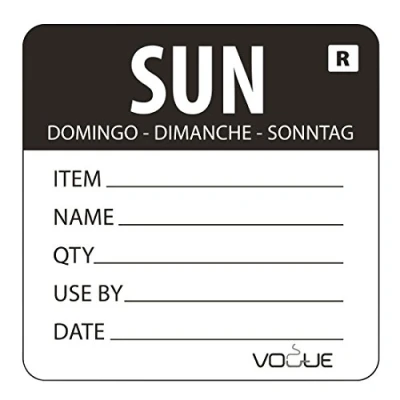 Image of Sunday Day of the Week Label Black.