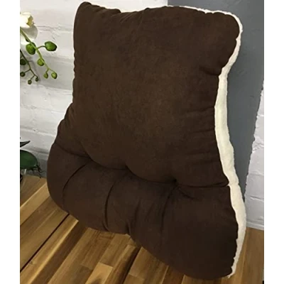 Image of Snugglemore Back Support Lumbar Cushion Sherpa Fleece With Faux Suede Reverse Pain Relief Armchair Car Office (Brown)