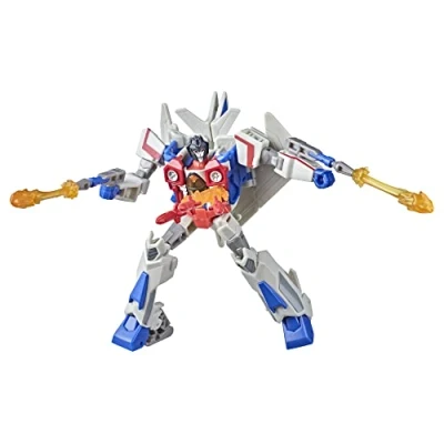 Image of Transformers F0507 robots Bumblebee Cyberverse Adventures Toy Deluxe Class Starscream Figure, Seeker Strike Action Attack, 12.5 cm, Red Blue