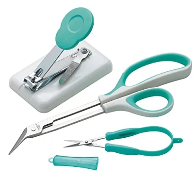 Image of PETA Easi Grip Nail Set, Comes with Non Slip Table Clippers Intergral File, Scissors, Cuticle and Pouch, Ideal for Anyone Weak Hands, Poor or Tremors