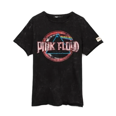 Image of PINK FLOYD T Shirt for Women &amp; Men Unisex Black Short Sleeve Band Tee Distressed Dark Side of The Moon Album Logo Music CD Merchandise Large