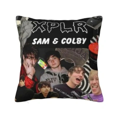 Image of Sam Golbach and Colby Brock Printed Home Pillow Cover Living Room Soft Square Suitable for Decorating Bedroom Sofa 12&quot;x12&quot;