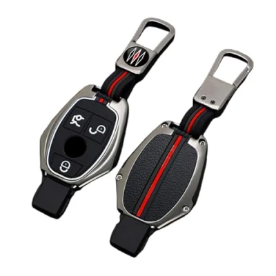Image of Happyit Zinc Alloy + Silicone Car Key Cover Cases for Mercedes Benz CLA180 CLS350 GLB GLA GLE GLC GLK GLS ML250 R320 S400 E Class C260L E260 (B, Matt color)