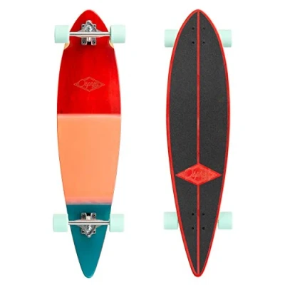Image of Osprey Pintail Longboard, 40inch, Complete Skateboard, 7 Ply Canadian Maple, For Kids Adults and Beginners, Wood Grad, Multiple Colours