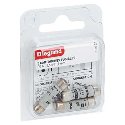 Image of Legrand LEG92922 Cartridge Fuses 10 A / 8.5 x 31.5 mm/Set of 3