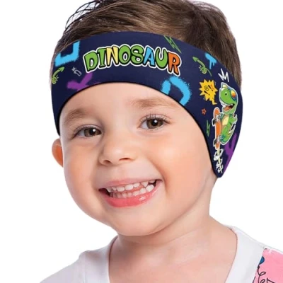 Image of MoKo Swimming Headband for Kids, Cute Swinmmers Ear Band Kids Keep Water Out Waterproof Protection Bathing Age 1 3 S Size, Graffiti Dinosaur