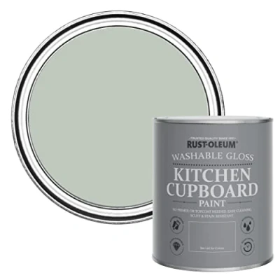 Image of Rust Oleum Green Kitchen Cupboard Paint in Gloss Finish Chalk 750ml