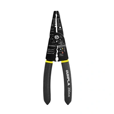 Image of Gunpla Wire Stripper Multi Function Tool for Cutting Cables Screws Comfortable Gripping Serrate Nose Crimper Cutter Plier Stripping Wires and Crimping Terminals Connections 8 inch / 200mm