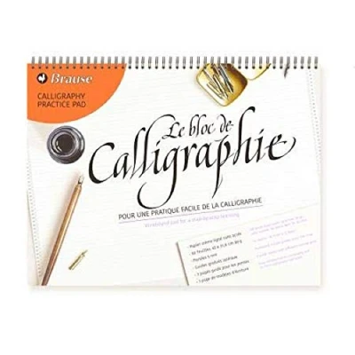 Image of Brause 96442B Calligraphy spiral pad 50 sheets ruled cream A3 (French and English)