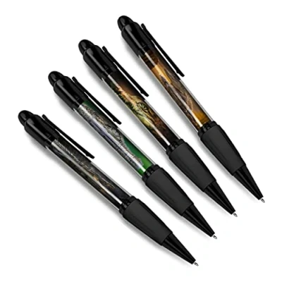 Image of DV DESIGN Set of 4 Crocodile Black Ballpoint Pens Alligator Animal Nature Wildlife Wild Travel Portrait Boys Girls Men Women Theme Pen #79435