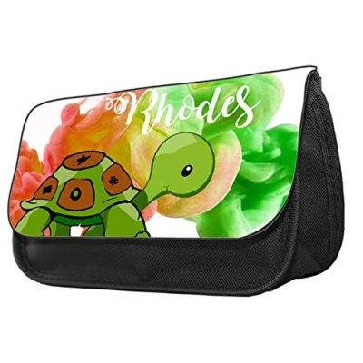 Image of Personalised Turtle Themed Funny Animal Lover Pencil Case. Make up case, Back to School Gift.