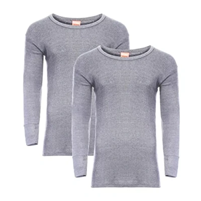 Image of Heatwave® Pack of 2 Men&#039;s Thermal Long Sleeve Top, Warm Underwear Baselayer, S M L XL XXL Thermals, XX Large Grey