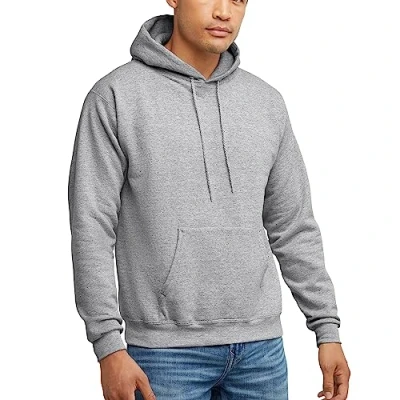 Image of Hanes Men&#039;s Sweatshirt, EcoSmart Fleece Hoodie, Cotton Blend Hooded Plush Pullover Light Steel, XL